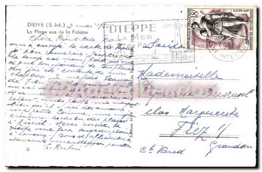 CPA Dieppe S Inf la plage vue ge la Falaise  — Rückseite