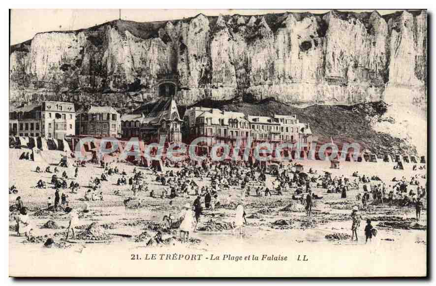 CPA Le Treport la plage et la Falaise 