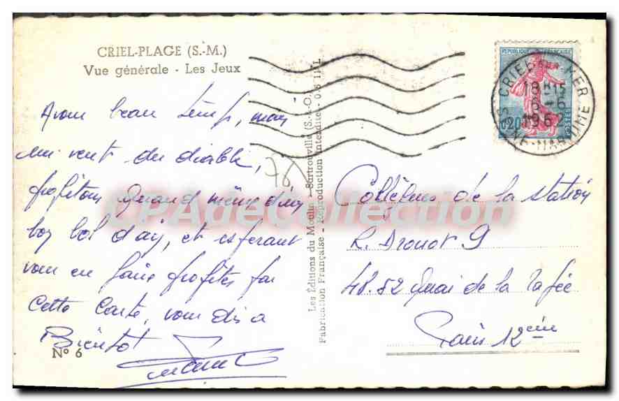 CPA Criel Plage S M vue generale les Jeux  — Rückseite