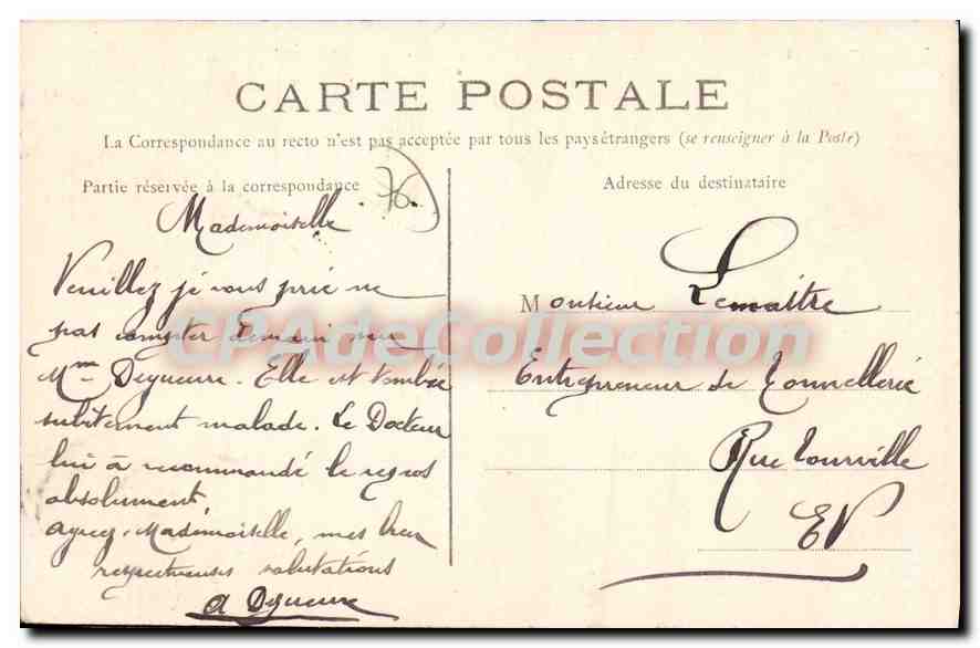 CPA Le Havre hotel de Ville et Jardin public  — Verso