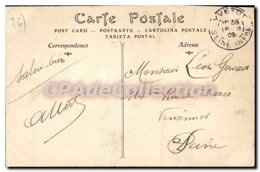 CPA Yvetot route du havre  — Rückseite