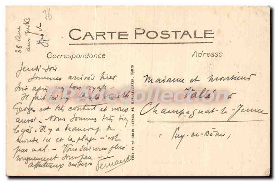 CPA Yport la Jetee et les Falaises  — Rückseite