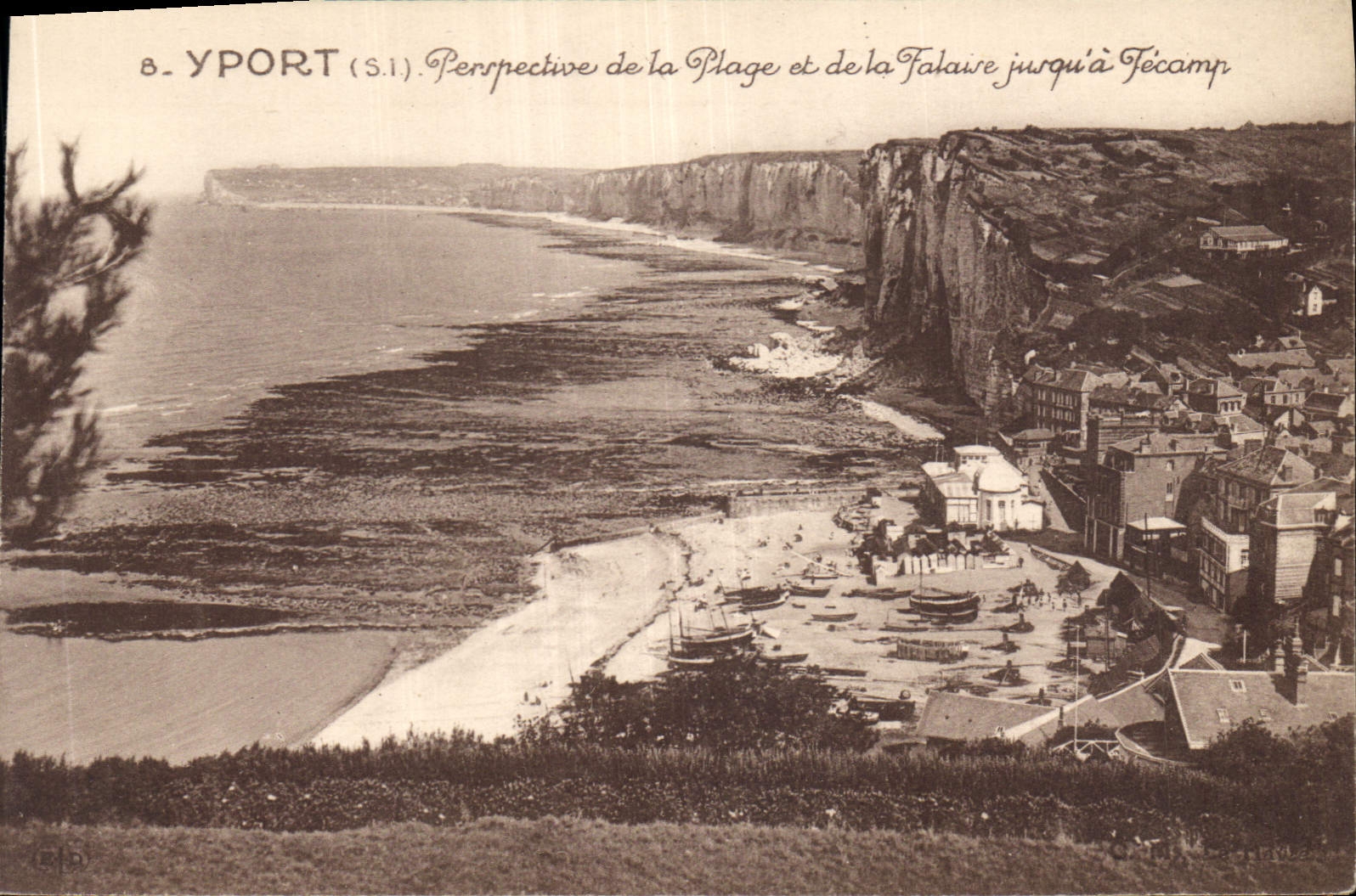 CPA Yport S I Perpective de la plage et de la Falaise jusqu'a Fecamp 