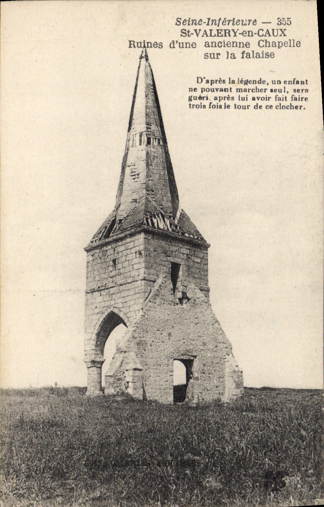 St-Valery-en-Caux — Ruines d'une ancienne chapelle sur la falaise — Imprimé Illustré