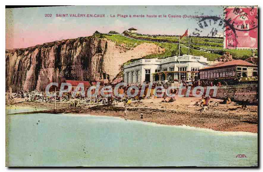 CPA Saint Valery Caux La Plage a maree haute et la Casino 