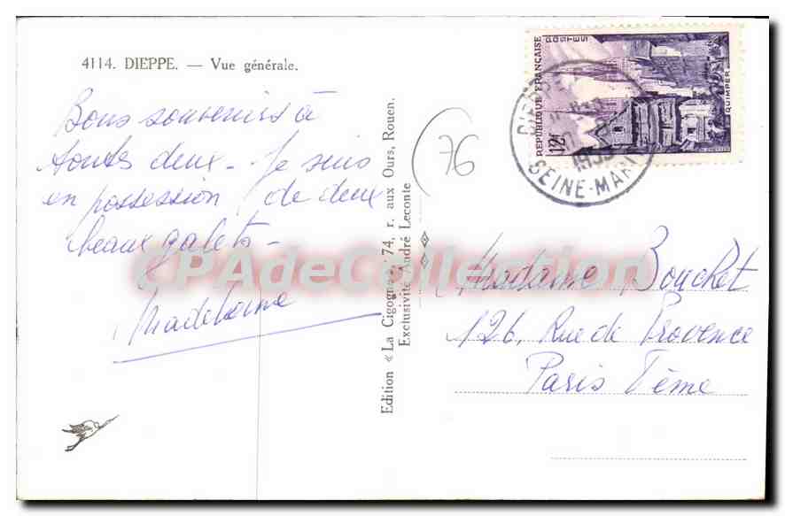 CPA Dieppe Vue generale  — Rückseite