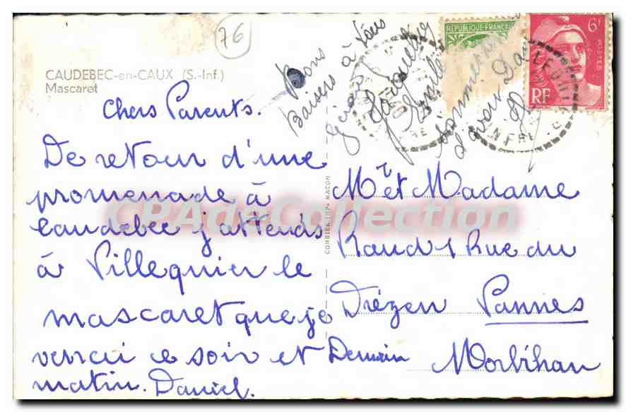 CPA Caudebec en Caux Mascaret  — Rückseite