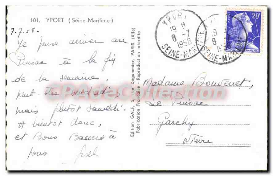 CPA Yport Seine Matirime Vue Generale Falaise Chicard  — Rückseite