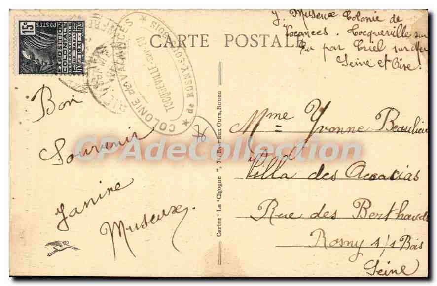 CPA Criel sur Mer Route de Chantereine  — Rückseite