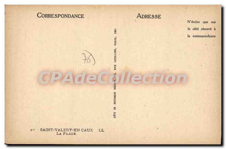 CPA Saint Valery En Caux La Plage  — Rückseite