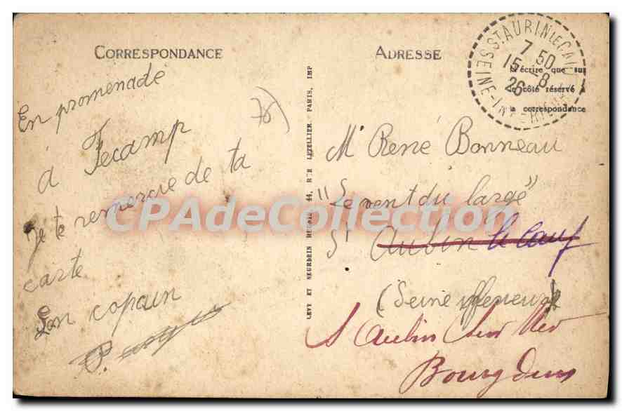 CPA Fecamp Terre Neuviers au Bassin Terre neuve — Verso
