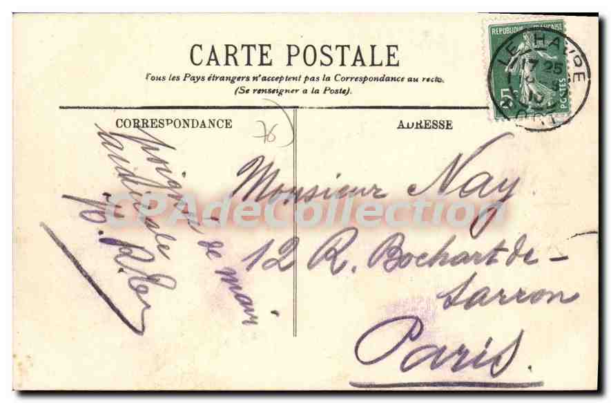 CPA Le Havre Boulevard de Strasbourg  — Verso