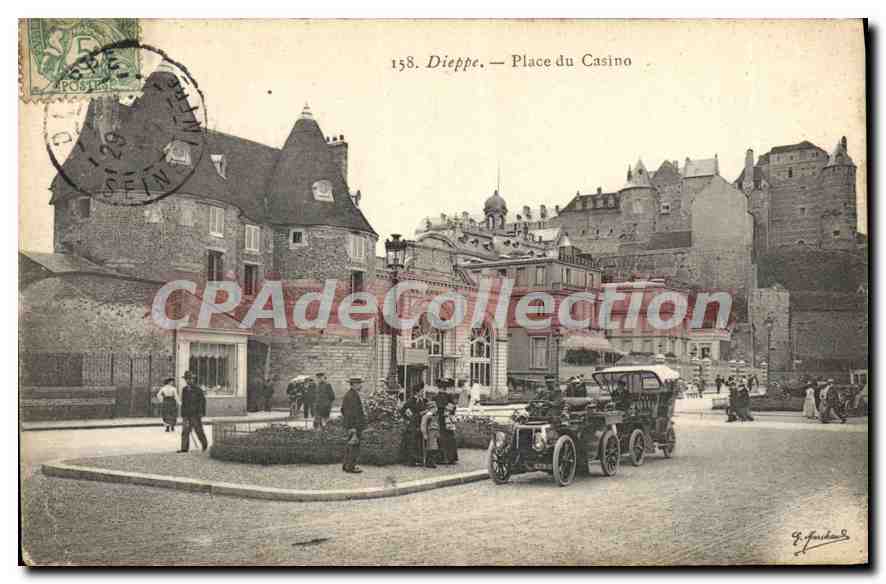 Dieppe — Place du Casino — Éditeur F. Faucon, n° 158
