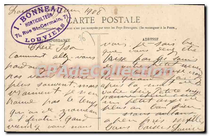 CPA Environs de Rouen Chateau des Deux Amants pres Pont de l'Arche  — Rückseite