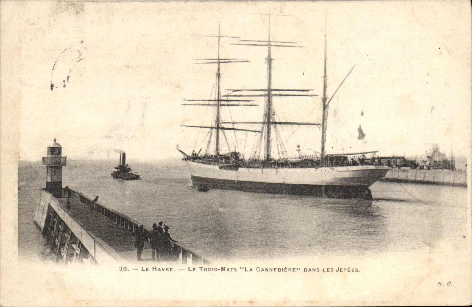 CPA Le Havre Le Trois Mats La Cannebiere dans les Jetees 