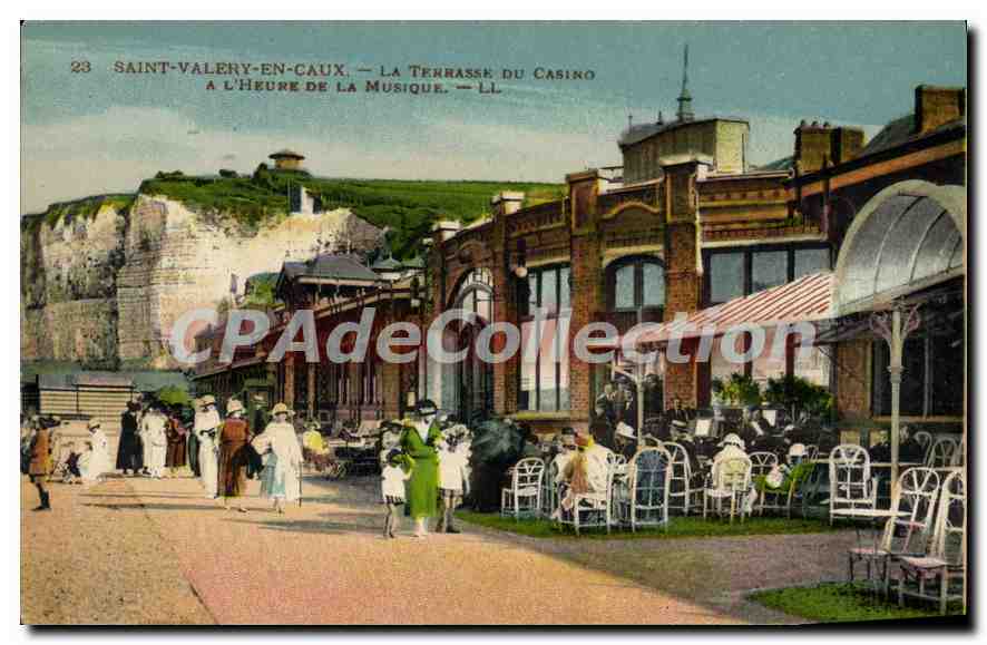 CPA Saint Valery en Caux La Terrasse du Casino à l'Heure de la Musique 