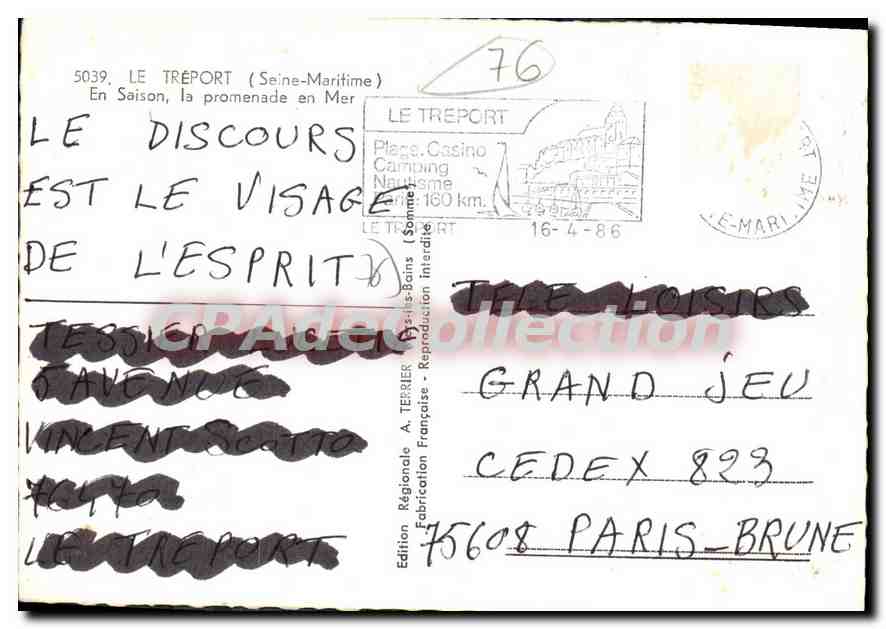 CPSM Le Treport Seine Maritime En Saison La promenade en Mer  — Rückseite