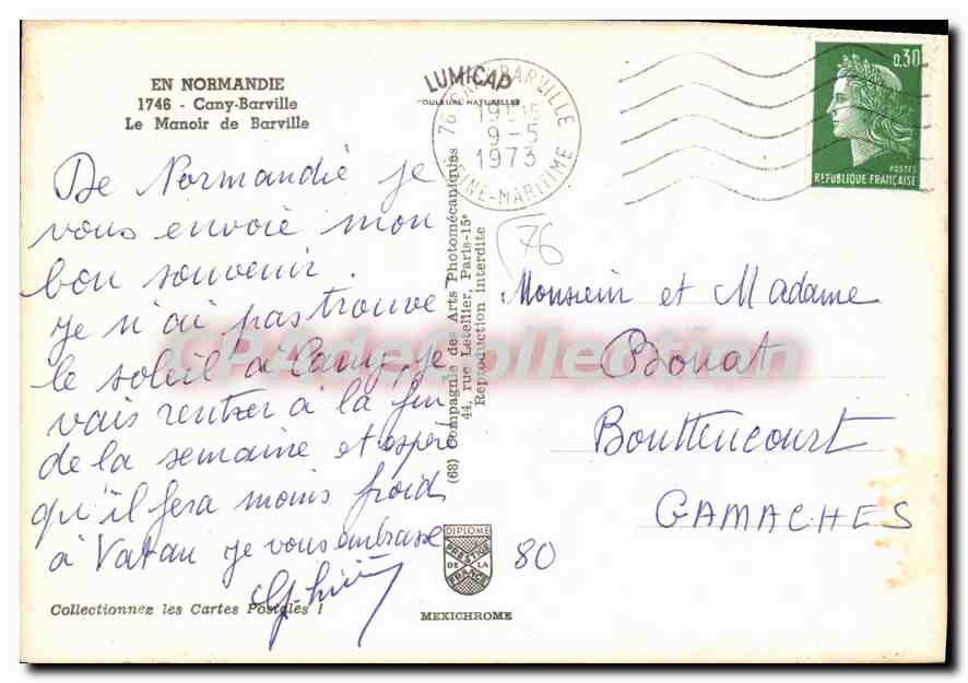 CPSM En Normandie Cany Barville Le Manoir de Barville  — Rückseite