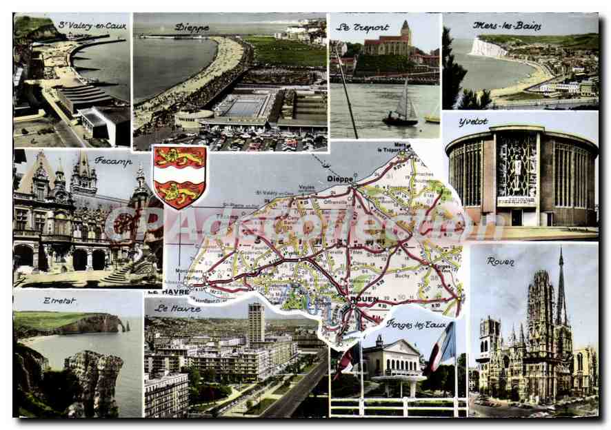 CPSM Le Seine Maritime d'Apres Carte Michelin Voir Guide Normandie Blason de l'Artiste heraldiste Ro