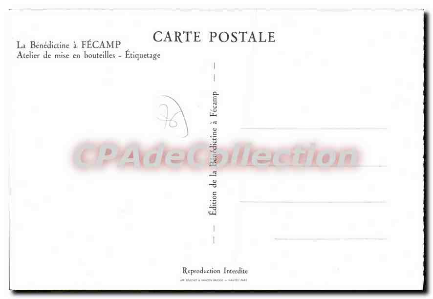 CPSM La Benedictine à Fecamp Atelier de mise en bouteilles Etiquetage  — Rückseite