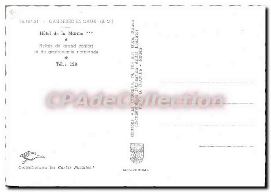 CPSM Caudebec en Caux S M  Hotel de la Marine  — Rückseite