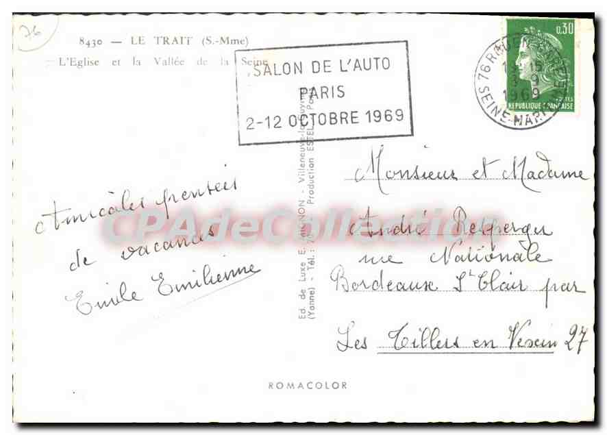 CPSM Le Trait S Mme l'Eglise et la Vallee de la Seine  — Rückseite
