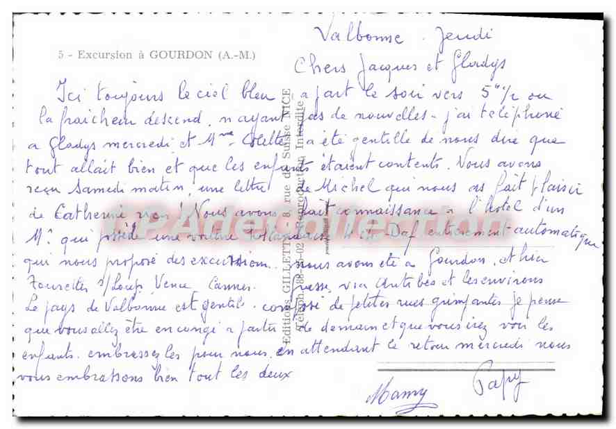 CPA Gourdon Excursion A M  — Verso