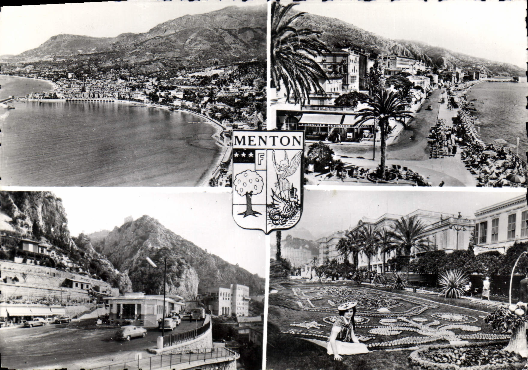 Menton — vue générale, plage, promenade, frontière franco-italienne, fêtes du citron — éditeur inconnu, n° de série 20 006