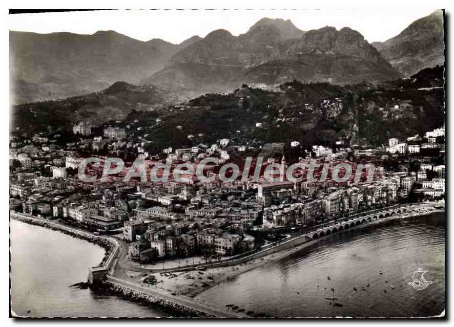 Menton (Alpes-Maritimes) — beeindruckender Panoramablick auf die Stadt, umrahmt von einer Bergkette — Éditions J. Cellard, Lyon