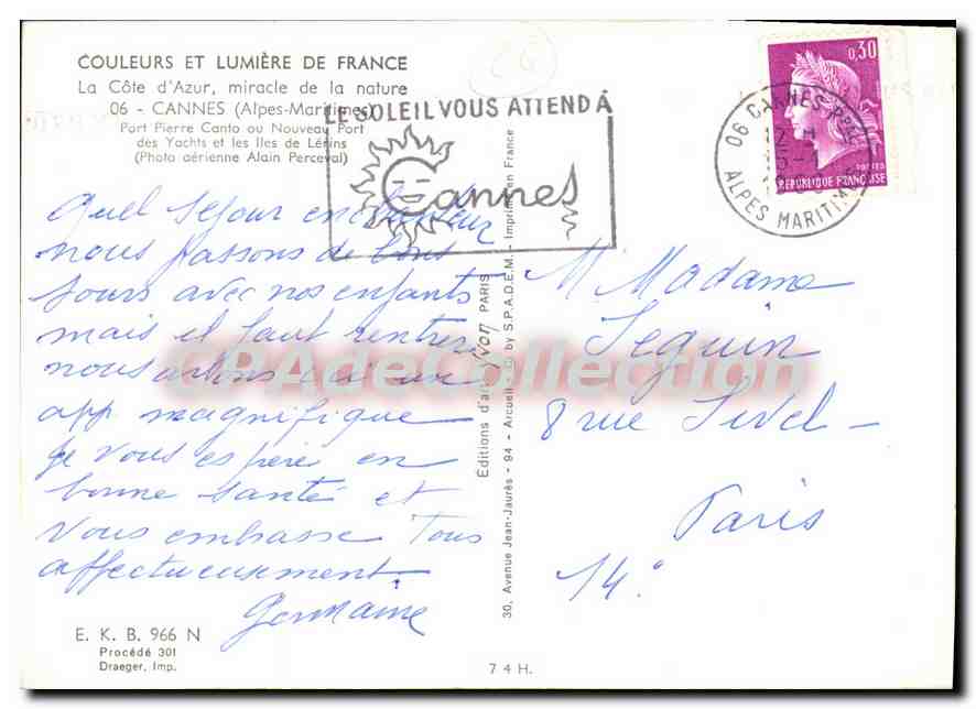 Port Pierre Canto ou Nouveau Port — Cannes — Éditions Jean-Jaurès — Rückseite
