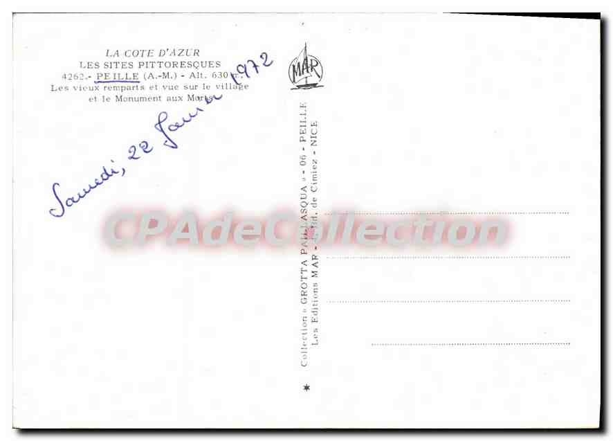 CPA La Cote d'Azur Les Sites Pittoresques Peille  — Verso