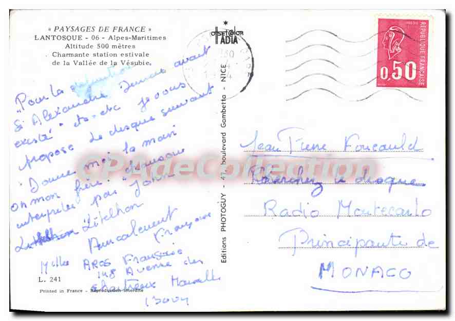 CPA Paysages de France Lantosque Alpes Maritimes  — Rückseite