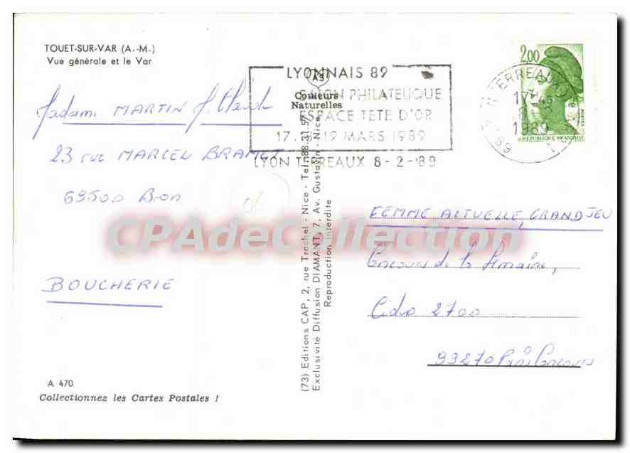 CPA Touet sur Var A M Vue generale et le Var  — Verso