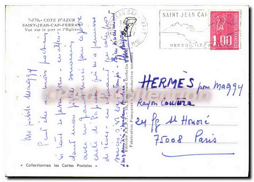Saint-Jean-Cap-Ferrat — Ansicht des Hafens und der Kirche — Editions S.E.P.T. - 55 — Rückseite