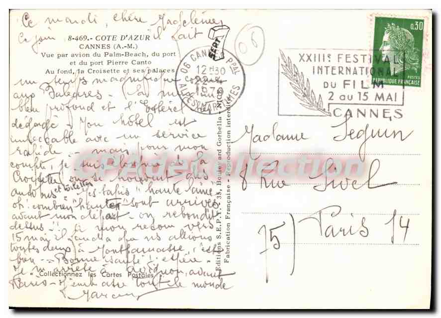 Cannes — Vue par avion du Palm Beach, du port Pierre Canto et des palaces — CPAdeCollection — Reverso