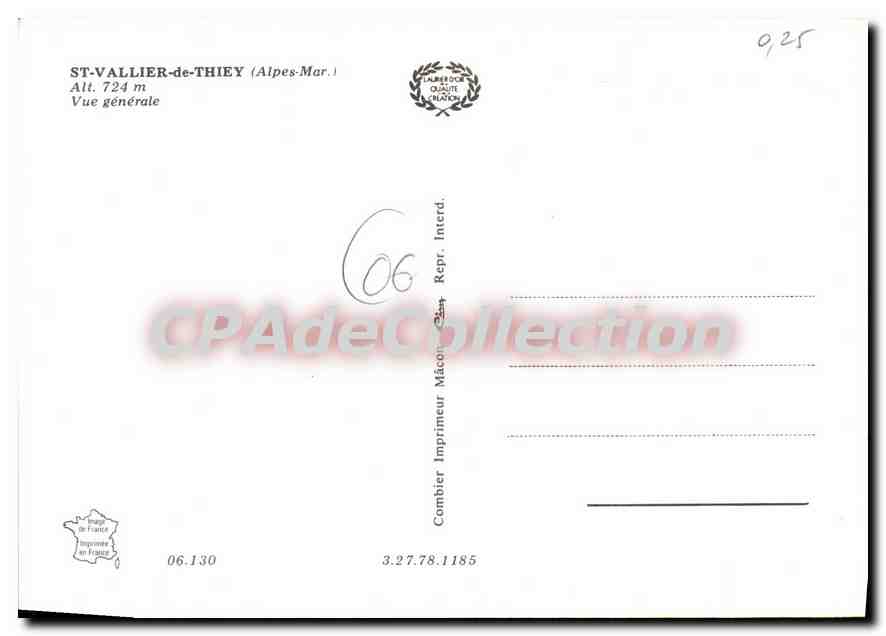 CPA St Vallier de Thiey Alpes  Mar Vue generale  — Verso