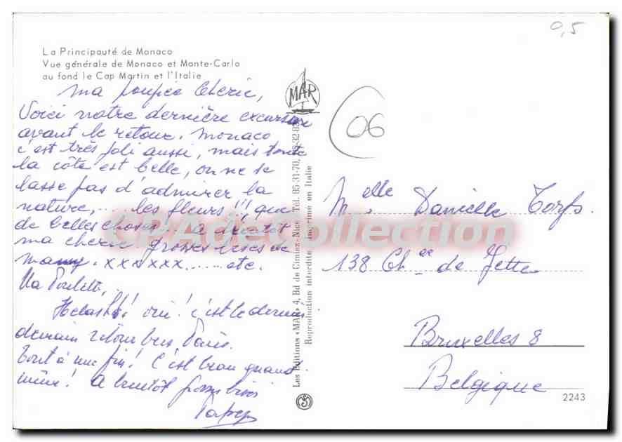 CPA La Principaute de Monaco Vue generale de Monaco et Monte Carlo au fond le Cap Martin et l'Italie — Reverso