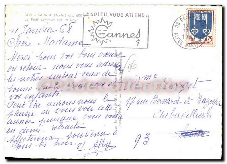 CPA Saorge A M Le Point commun sur la Roya  — Verso