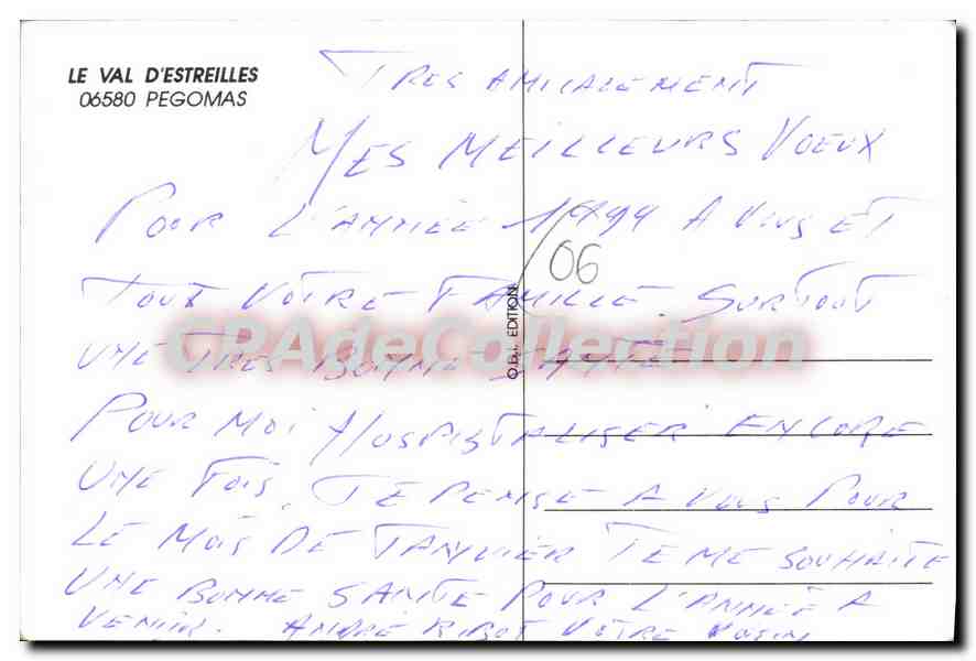 CPA Le Val d'Estreilles Pegomas  — Verso