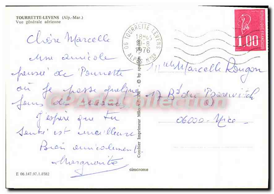 CPA Tourrette Levens Alpes Maritimes Vue generale aerienne  — Verso