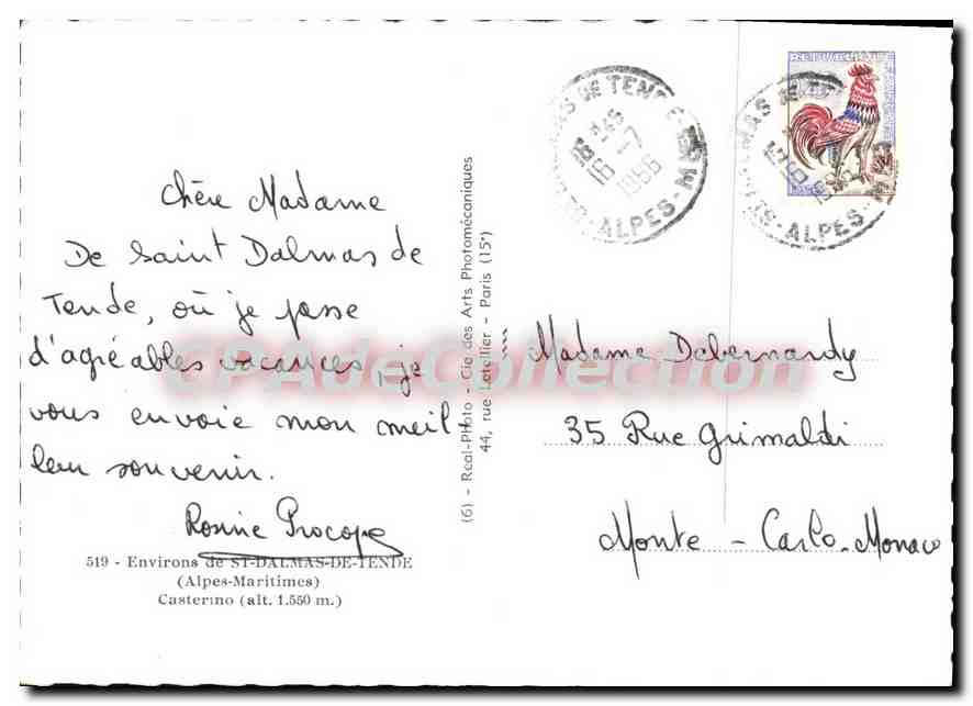 CPA Environs de St Dalmas de Tende Alpes Martitimes Casterino  — Verso