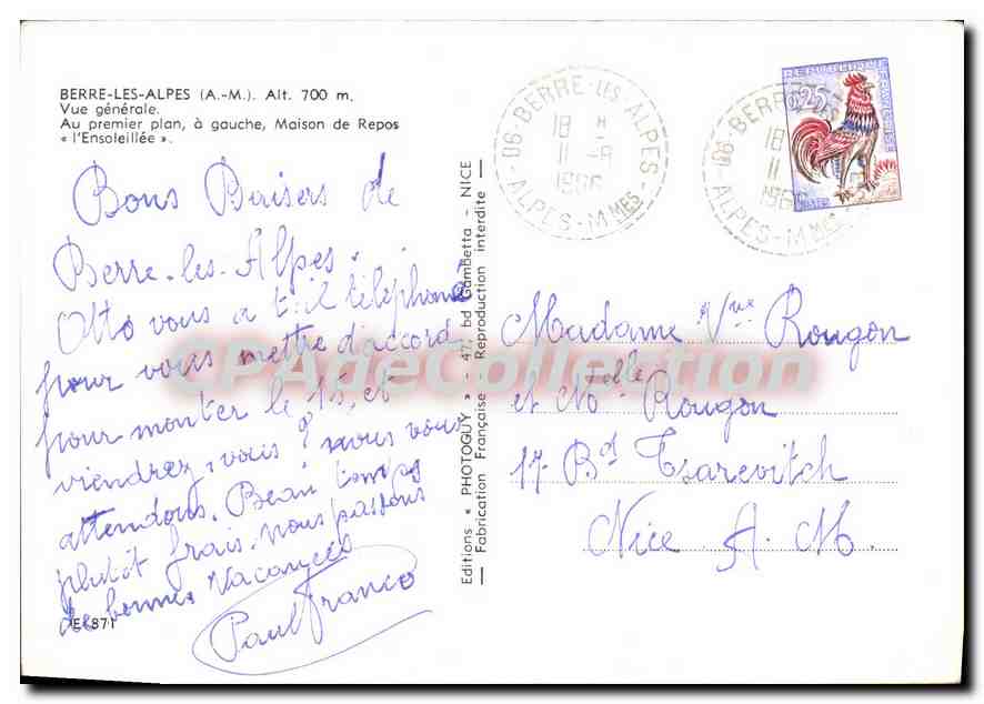 CPSM Berre les Alpes A M Vue generale  — Verso