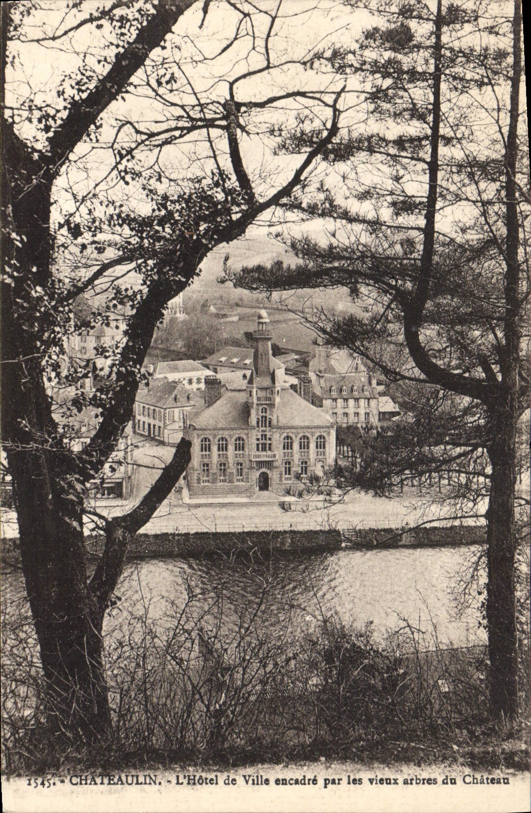 CPA Chateaulin l'Hotel de Ville encadre par les vieux arbres du Chateau 