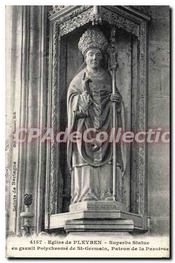 CPA Eglise de Pleyben Superbe Statue de St Germain 