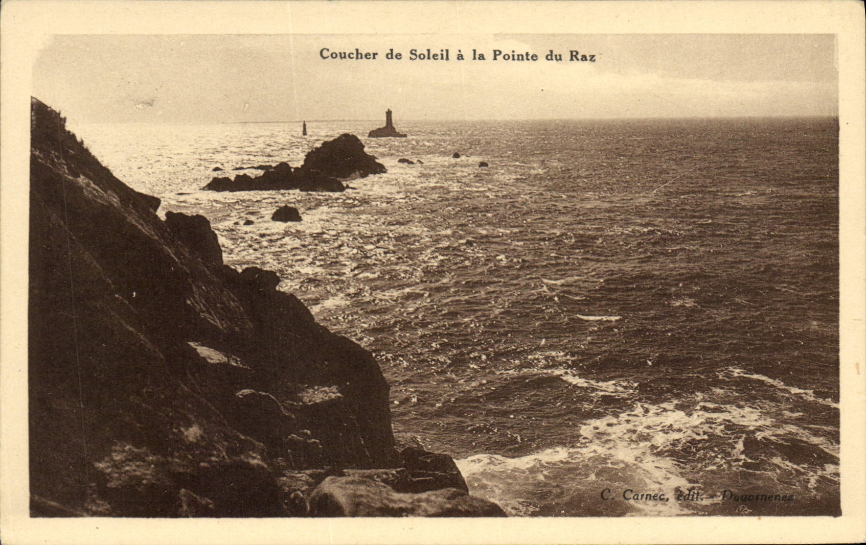 CPA Coucher de Soleil a la Pointe du Raz 