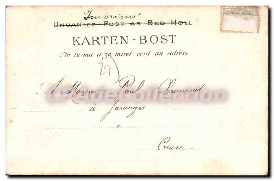 CPA En Priere Jeune Fille de Fouesnant  — Rückseite