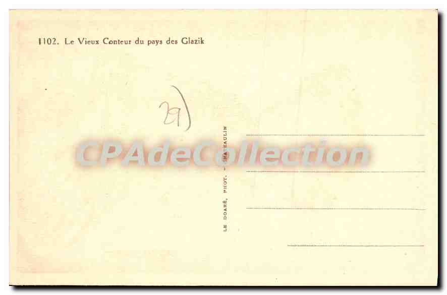 CPA Le Vieux Conteur du pays des Glazik  — Verso