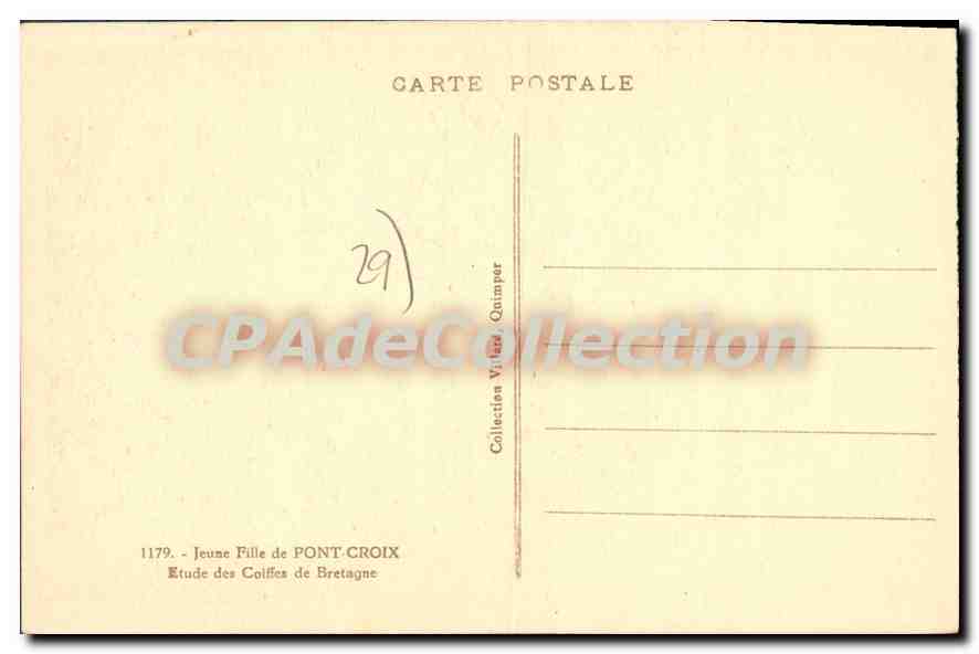 CPA Jeune Fille de Pont Croix  — Rückseite