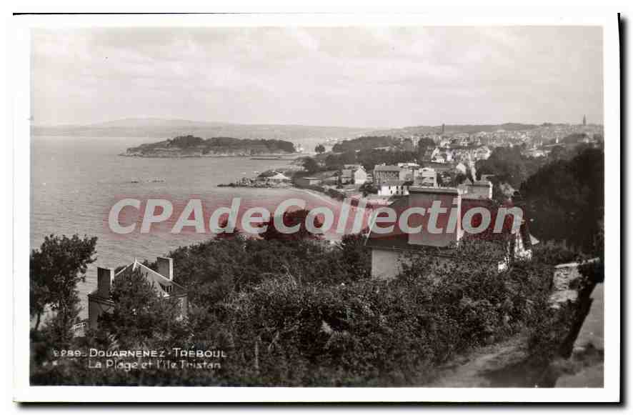 CPA Douarnenez Treboul La Plage et l'Ile Tristan 