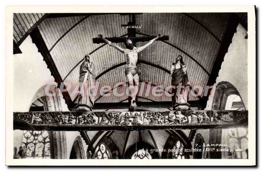 CPA Lampaul La grande poutre sculptee 